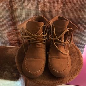 Brown moccasin bootie